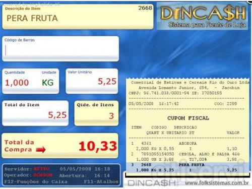 Software Dincash - sistema para frente de loja